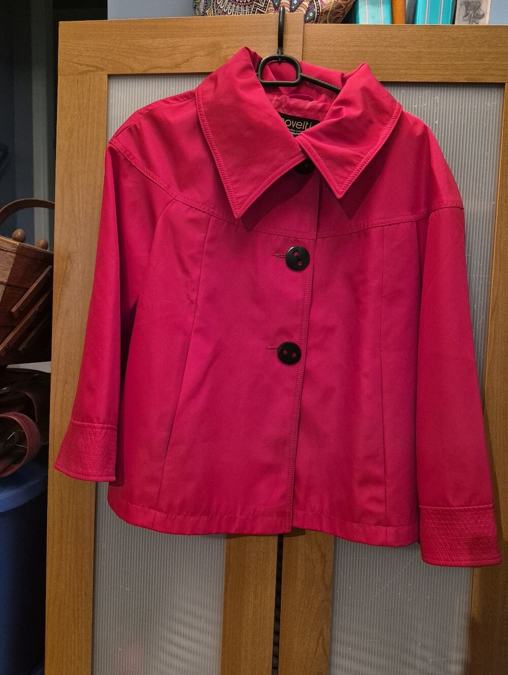 Vintage 80s Novelti Junior Red Swing Jacket Oversized Collar Size 7/8